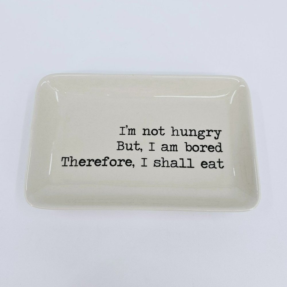 Bloomingville Dish Appetizer Tray Not Hungry Bored Eat Cream Black Funny Kitschy
